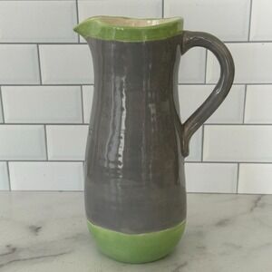 Mayco Mexico 2016 Ceramic Pitcher Gray And Green Two-Tone Glaze